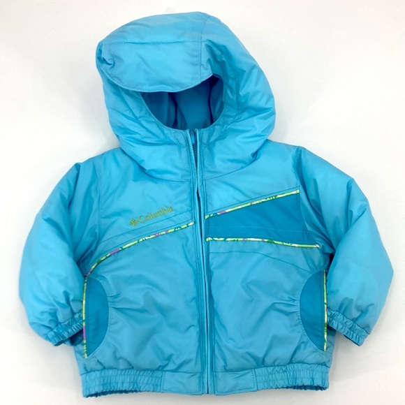 Columbia 18mo Girl’s Blue Reversible Winter Coat with Hood - Picture 1 of 12
